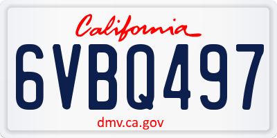 CA license plate 6VBQ497