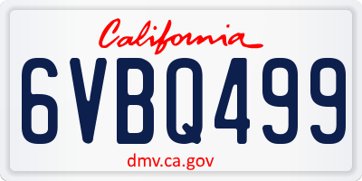 CA license plate 6VBQ499