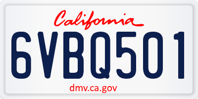 CA license plate 6VBQ501