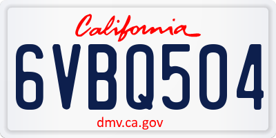 CA license plate 6VBQ504