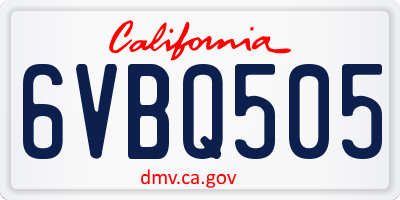 CA license plate 6VBQ505