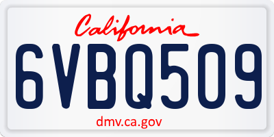 CA license plate 6VBQ509