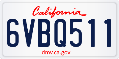 CA license plate 6VBQ511