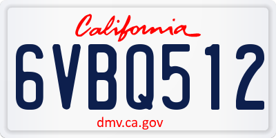 CA license plate 6VBQ512