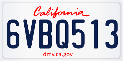 CA license plate 6VBQ513