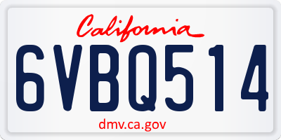 CA license plate 6VBQ514
