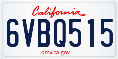 CA license plate 6VBQ515