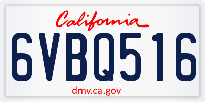 CA license plate 6VBQ516