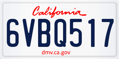 CA license plate 6VBQ517