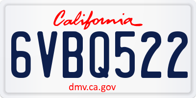 CA license plate 6VBQ522