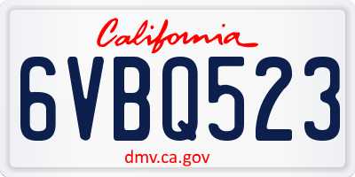 CA license plate 6VBQ523