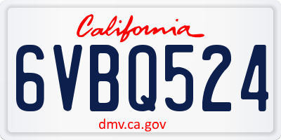 CA license plate 6VBQ524