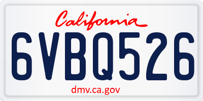 CA license plate 6VBQ526