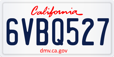 CA license plate 6VBQ527