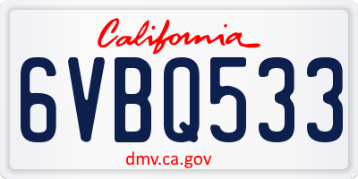 CA license plate 6VBQ533