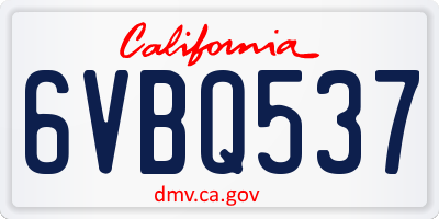 CA license plate 6VBQ537