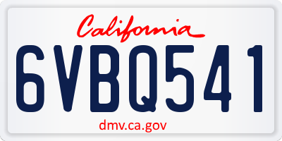 CA license plate 6VBQ541