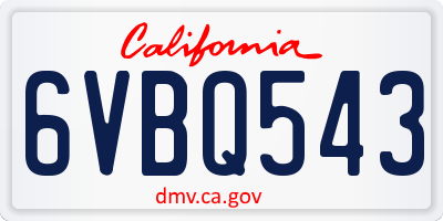CA license plate 6VBQ543