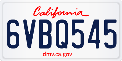 CA license plate 6VBQ545