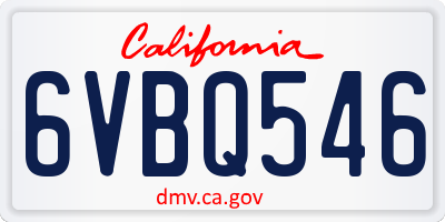 CA license plate 6VBQ546