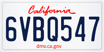 CA license plate 6VBQ547