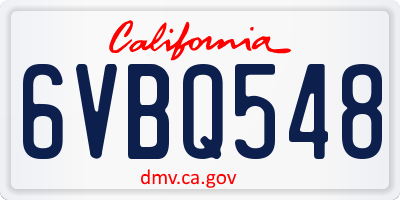 CA license plate 6VBQ548