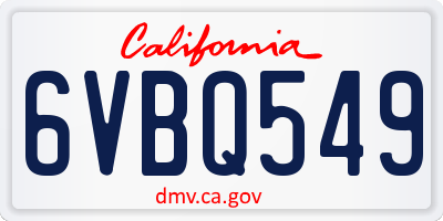 CA license plate 6VBQ549