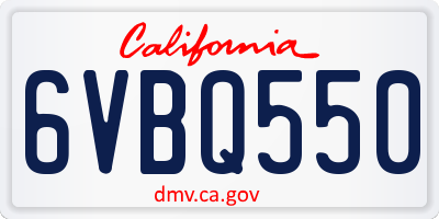 CA license plate 6VBQ550