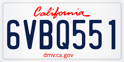 CA license plate 6VBQ551