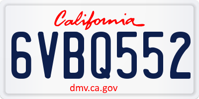 CA license plate 6VBQ552