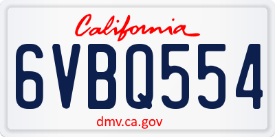 CA license plate 6VBQ554