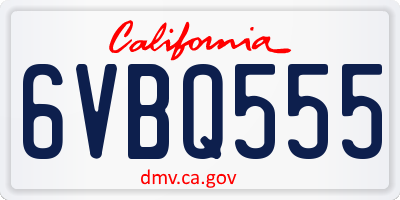 CA license plate 6VBQ555
