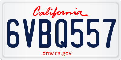 CA license plate 6VBQ557