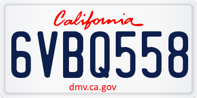 CA license plate 6VBQ558