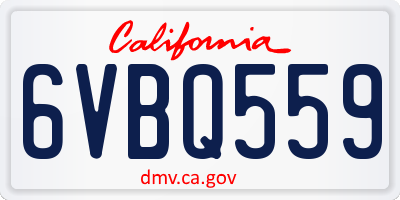 CA license plate 6VBQ559