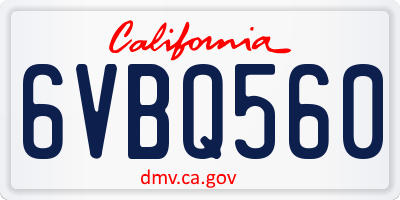 CA license plate 6VBQ560