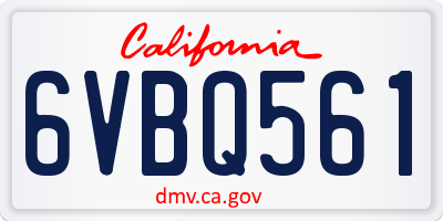 CA license plate 6VBQ561