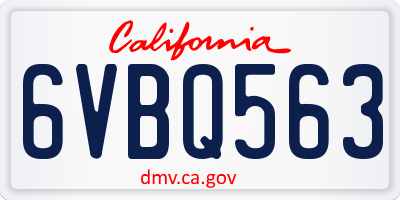 CA license plate 6VBQ563