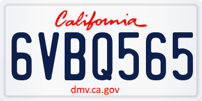 CA license plate 6VBQ565