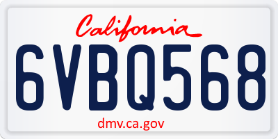 CA license plate 6VBQ568