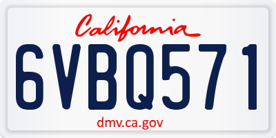 CA license plate 6VBQ571