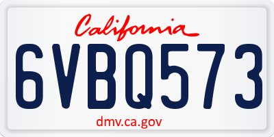 CA license plate 6VBQ573