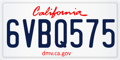 CA license plate 6VBQ575