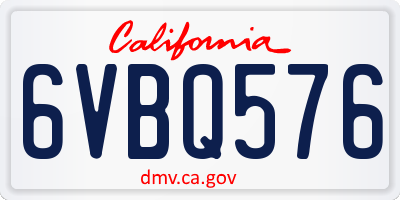 CA license plate 6VBQ576