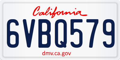 CA license plate 6VBQ579