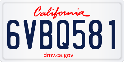 CA license plate 6VBQ581