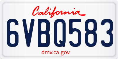 CA license plate 6VBQ583