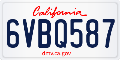 CA license plate 6VBQ587