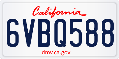 CA license plate 6VBQ588