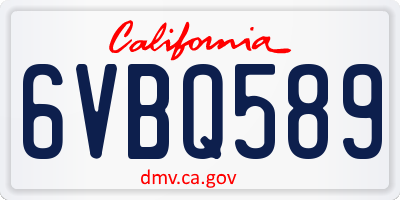 CA license plate 6VBQ589